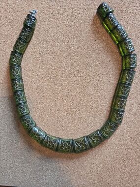 Green Bakelite Carved Slider Necklace